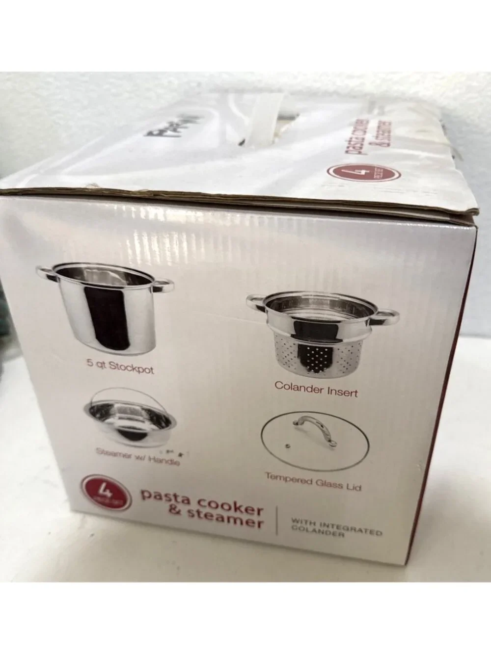Parini Pasta Cooker & Steamer Integrated Colander 5 Qt 4 Pc Set Brand New In Box